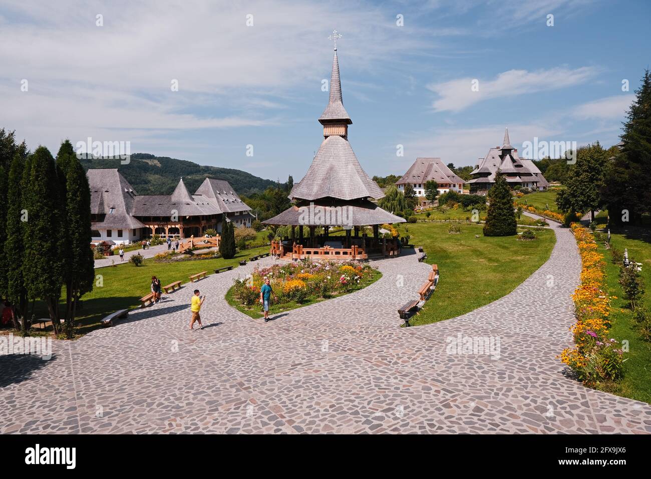 Célèbre monastère Barsana dans le comté de Maramures, Roumanie Banque D'Images