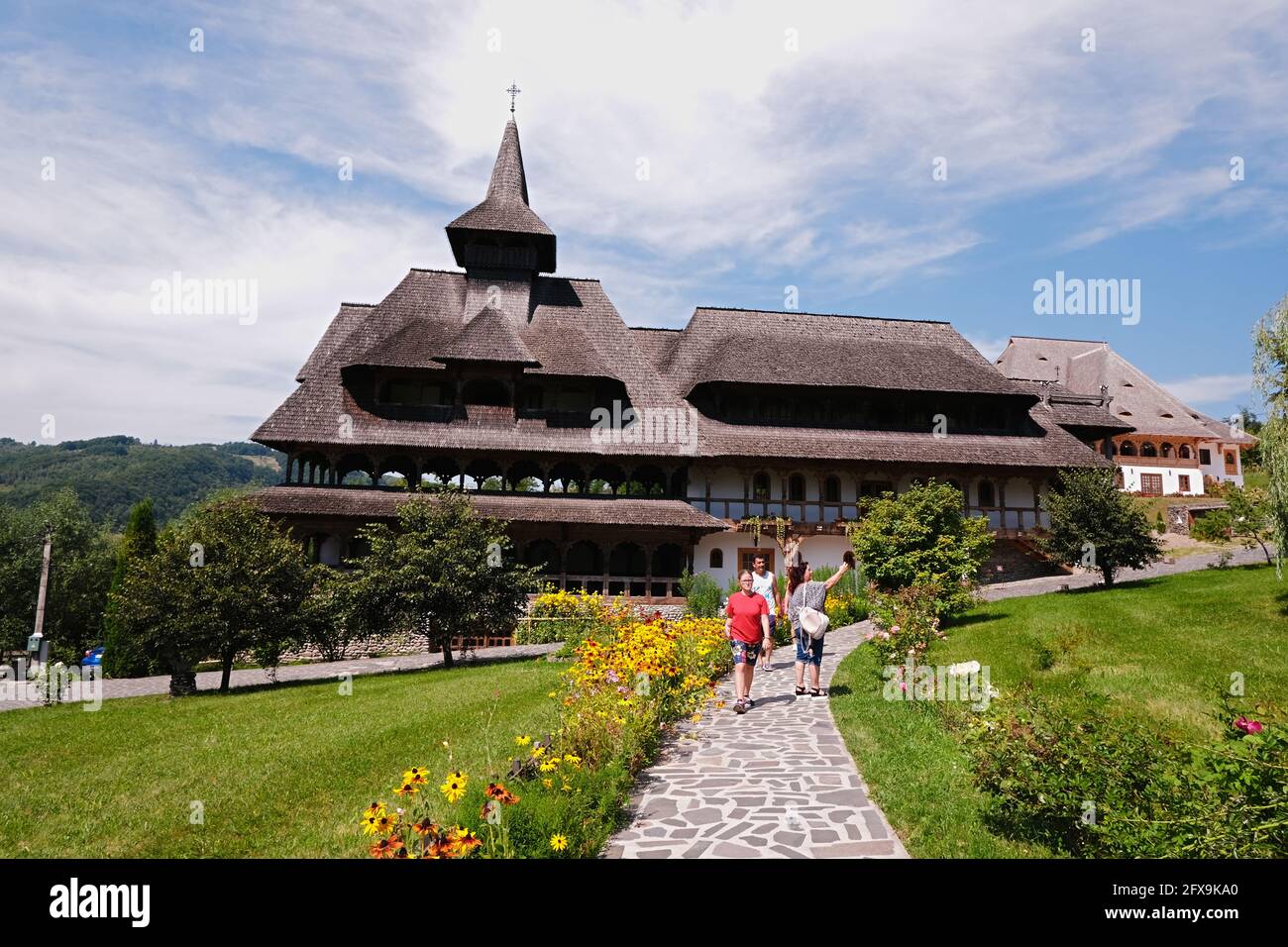 Célèbre monastère Barsana dans le comté de Maramures, Roumanie Banque D'Images