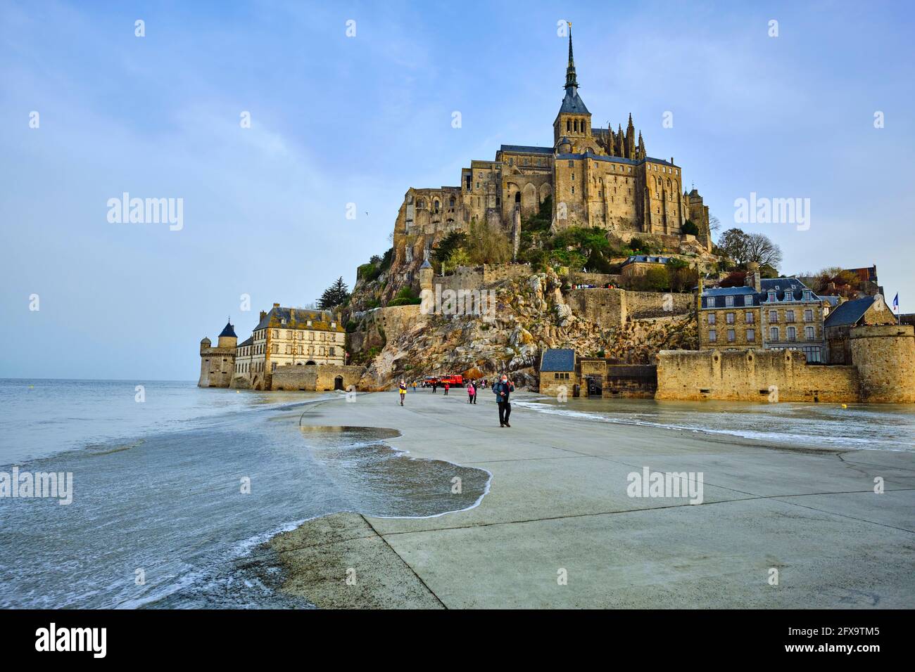 France, Normandie, Département de la Manche, Baie du Mont Saint-Michel Patrimoine mondial de l'UNESCO, Abbaye du Mont Saint-Michel Banque D'Images