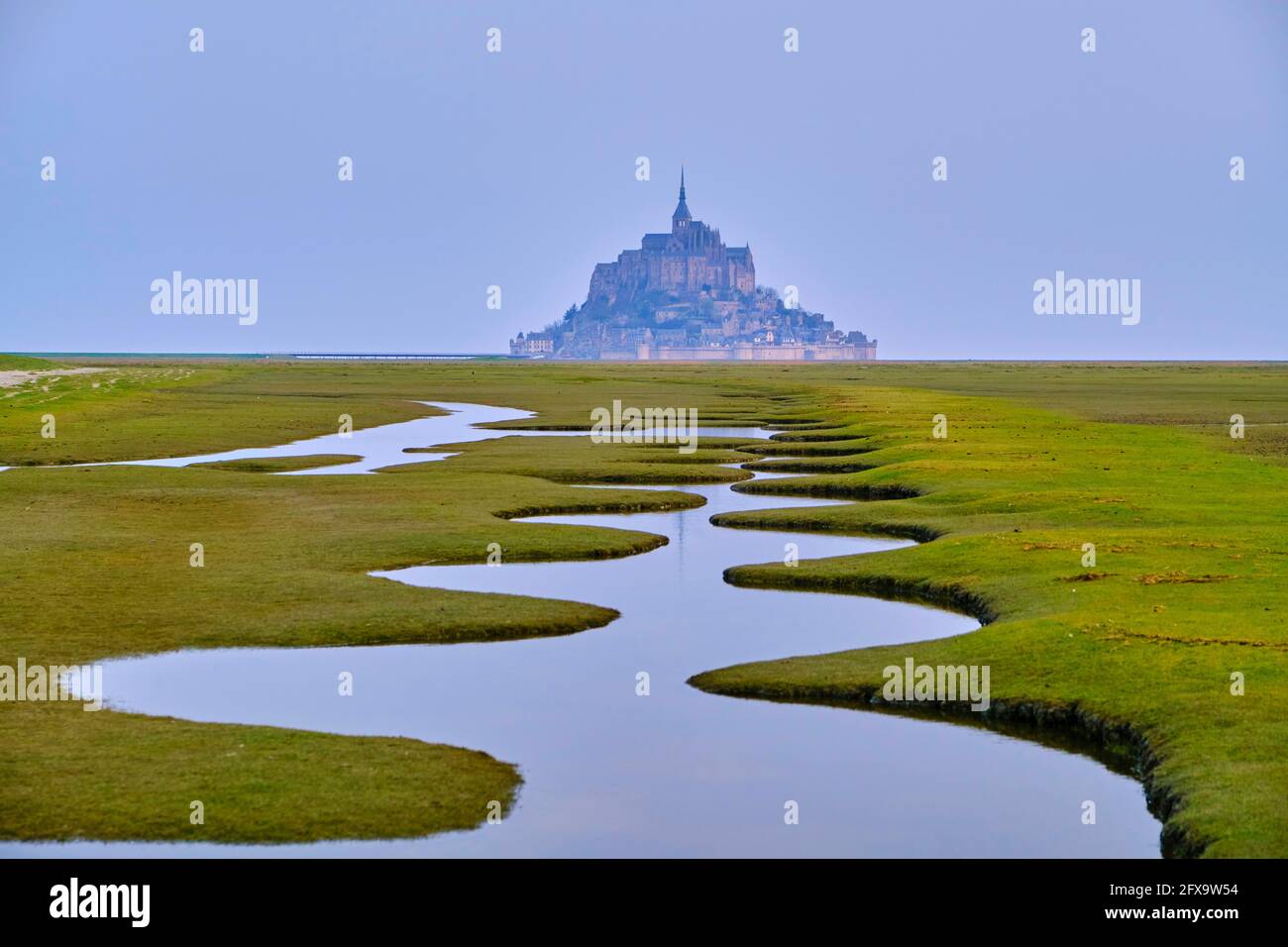 France, Normandie, Département de la Manche, Baie du Mont Saint-Michel Patrimoine mondial de l'UNESCO, Abbaye du Mont Saint-Michel Banque D'Images