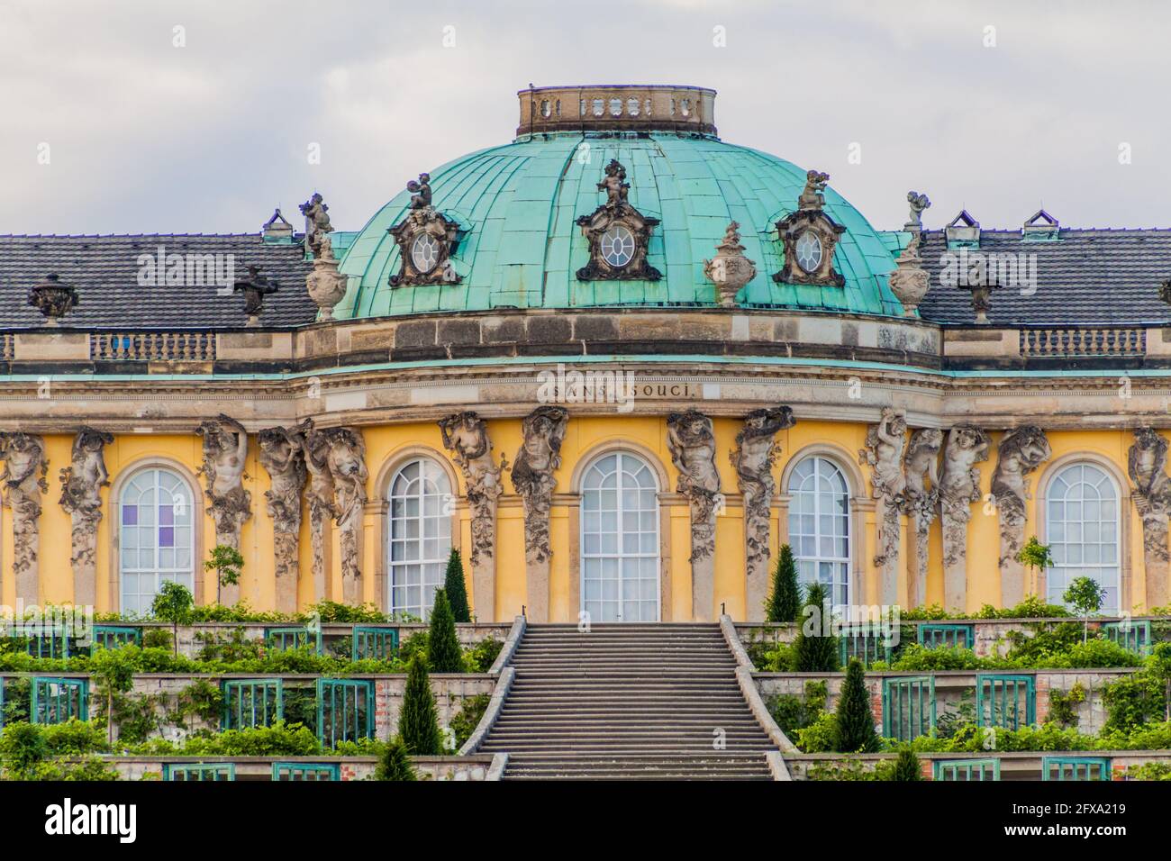 Vue sur le palais de Sanssouci à Potsdam, en Allemagne Banque D'Images
