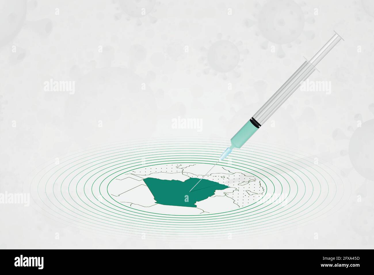 Algérie concept de vaccination, injection de vaccins dans la carte de l'Algérie. Vaccin et vaccination contre le coronavirus, COVID-19. Modèle vectoriel sur Healthc Illustration de Vecteur