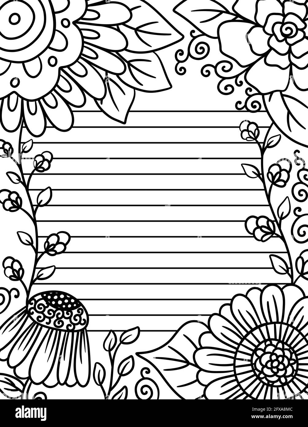 Page de coloriage adulte avec lignes de guilde pour l'écriture Illustration de Vecteur