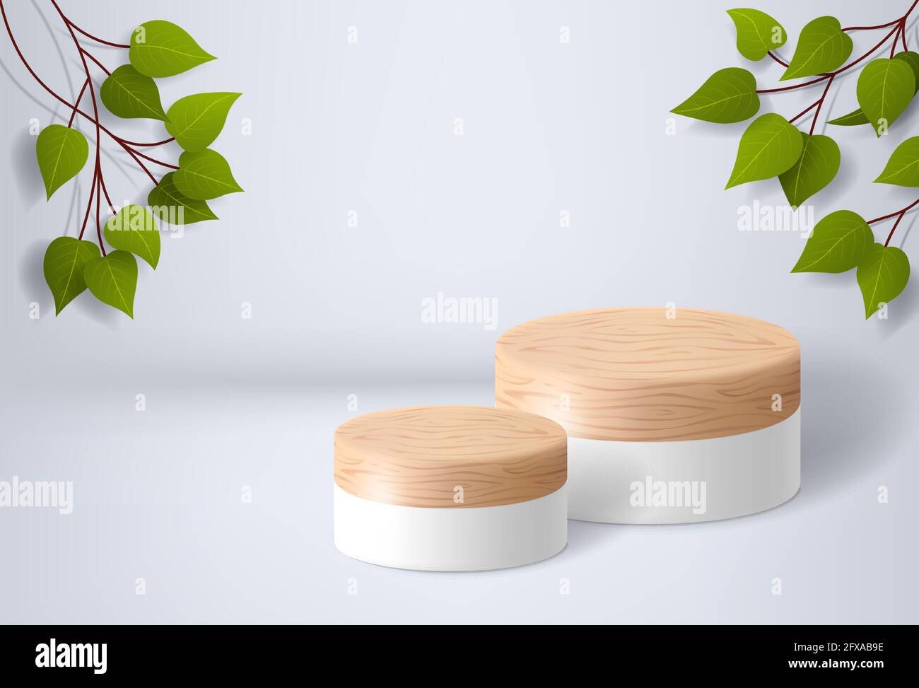 Podium en bois blanc sur fond blanc avec feuilles. Présentation du produit, maquette, présentation de produits cosmétiques, socle ou plate-forme. vecteur 3d Illustration de Vecteur Podium en bois blanc sur fond blanc avec feuilles. Présentation du produit, maquette, présentation de produits cosmétiques, socle ou plate-forme. vecteur 3d Illustration de Vecteur