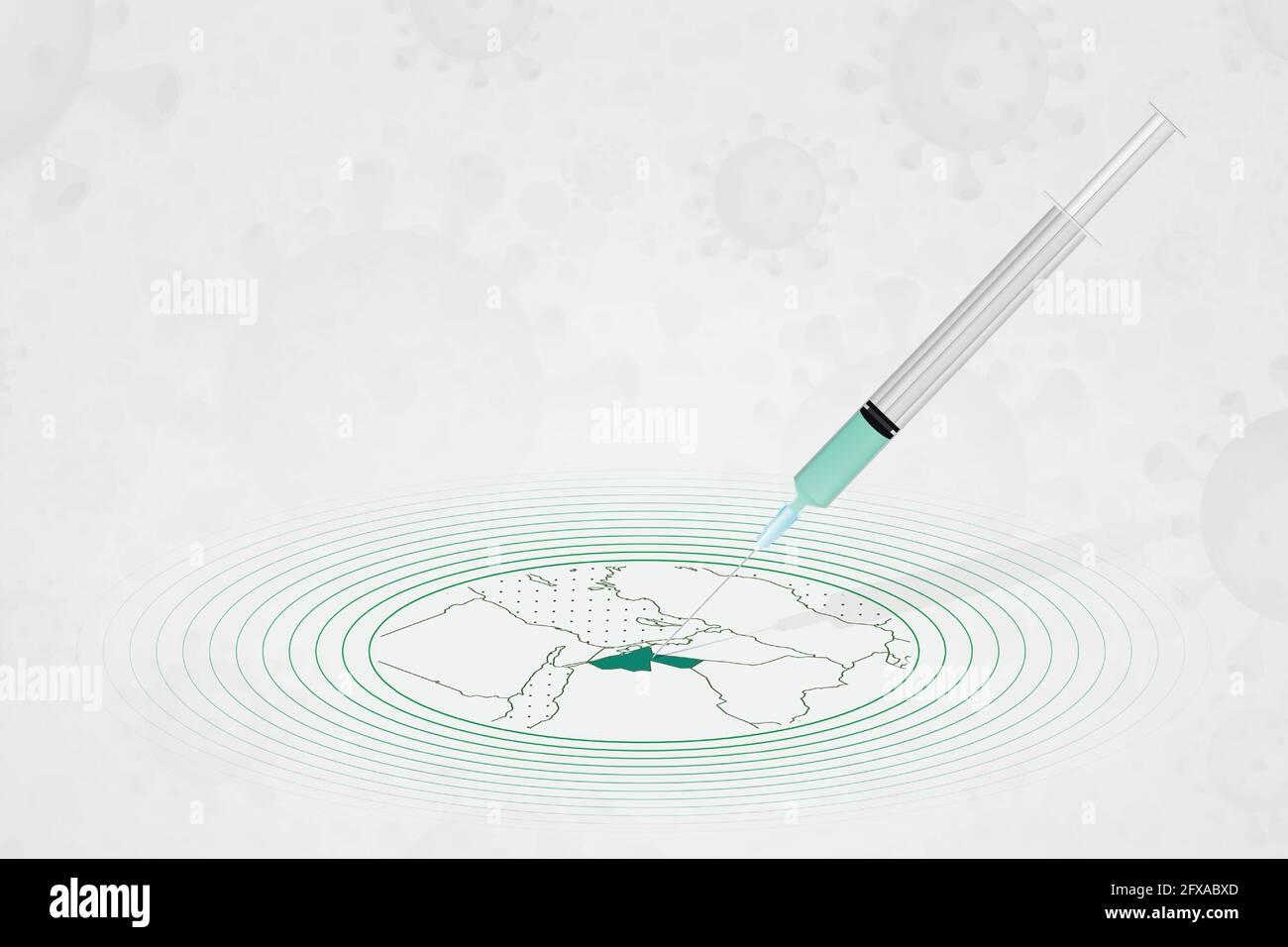 Jordanie concept de vaccination, injection de vaccin dans la carte de Jordanie. Vaccin et vaccination contre le coronavirus, COVID-19. Modèle vectoriel sur Healthcar Illustration de Vecteur