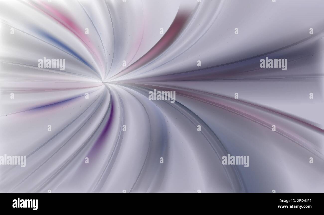Lignes de vitesse de mouvement des traînées lumineuses, effet abstrait d'exposition longue dans l'illustration du vecteur de tunnel. Flou d'action du zoom numérique, tunnel de forme de tuyau métro, arrière-plan de vue en perspective de tornade grise Illustration de Vecteur