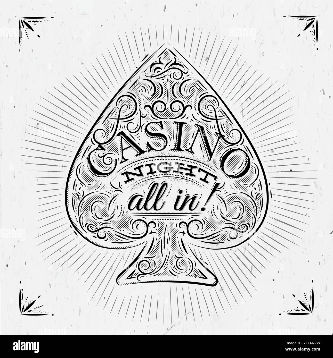 Affiche dans le style vintage lettering casino nuit tout dans! Illustration de Vecteur