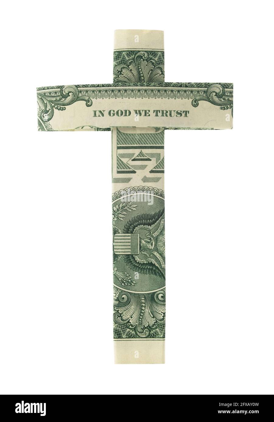 En Dieu, nous faisons confiance au symbole Croix de dollar Banque D'Images En Dieu, nous faisons confiance au symbole Croix de dollar Banque D'Images