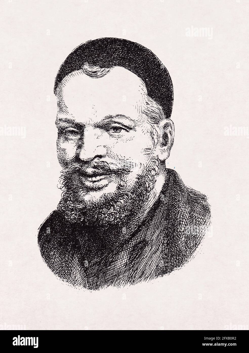Portrait de François Rabelais réalisé en 1854 par Gustave doré pour illustrer les œuvres de Rabelais publiées à l'origine en 1571. Banque D'Images
