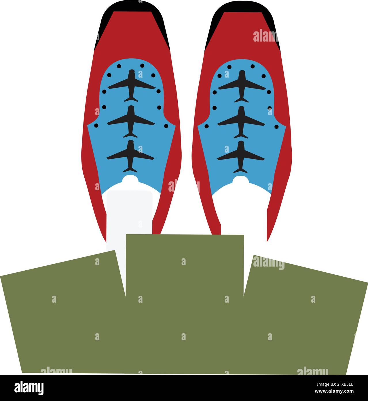 illustration de chaussures avec des plans comme un modèle de décollage Illustration de Vecteur