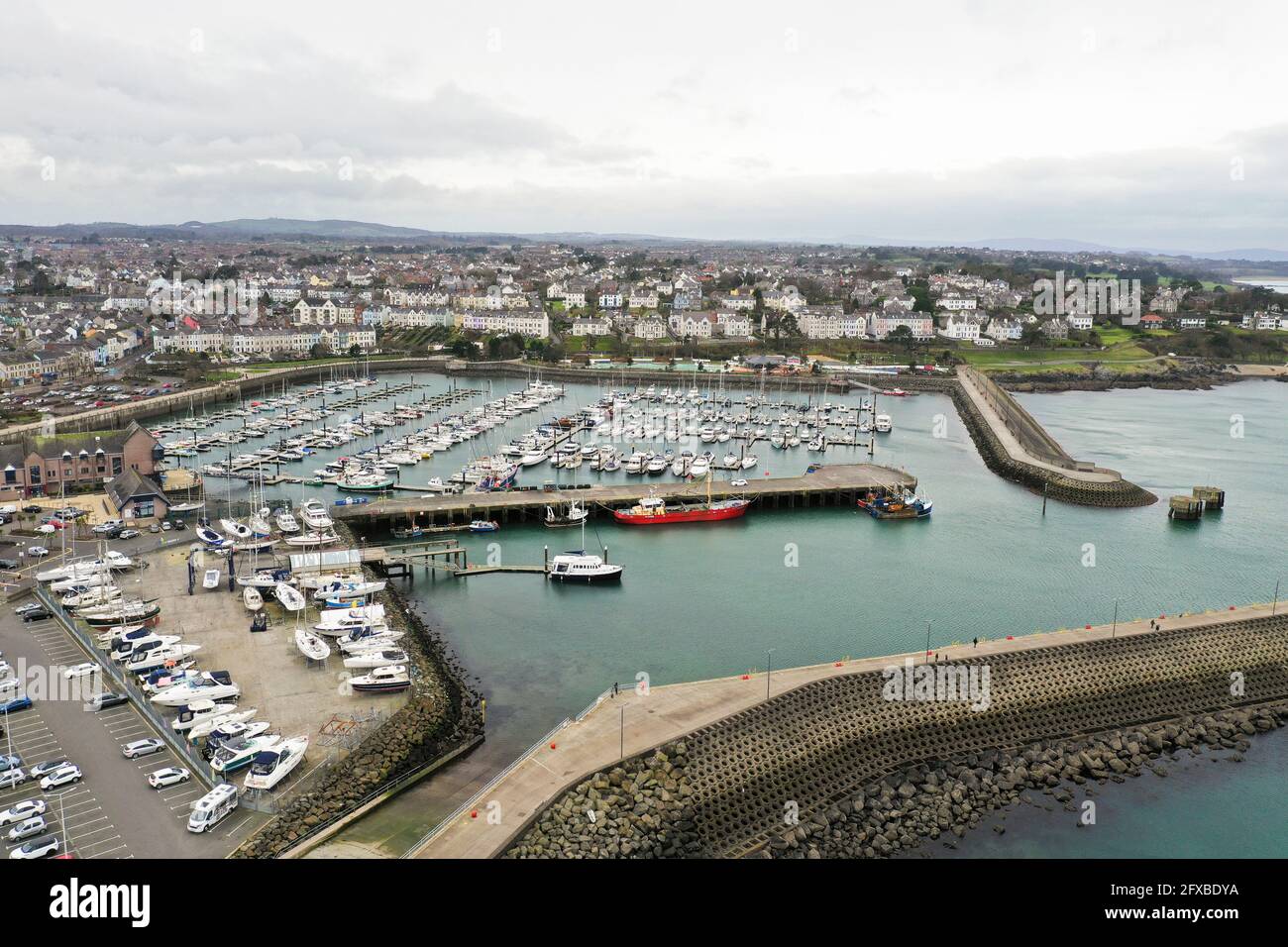 Vue aérienne par drone de Bangor Co en bas de l'Irlande du Nord Banque D'Images