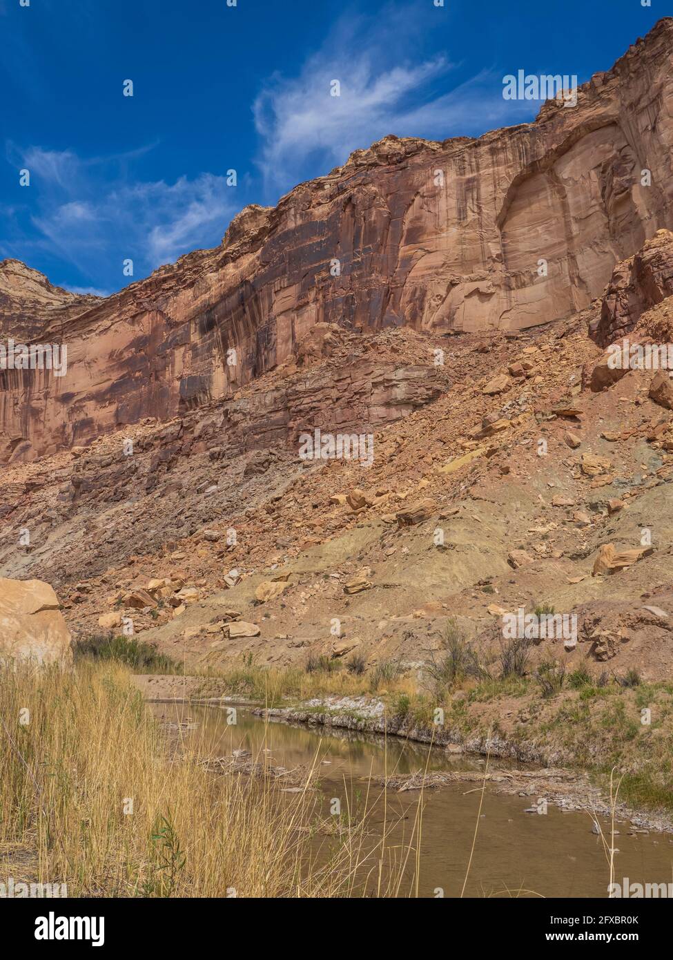 Rivière San Rafael près du site du pont Swinging, Buckhorn Draw Road, région de San Rafael Swell au nord-ouest de Green River, Utah. Banque D'Images