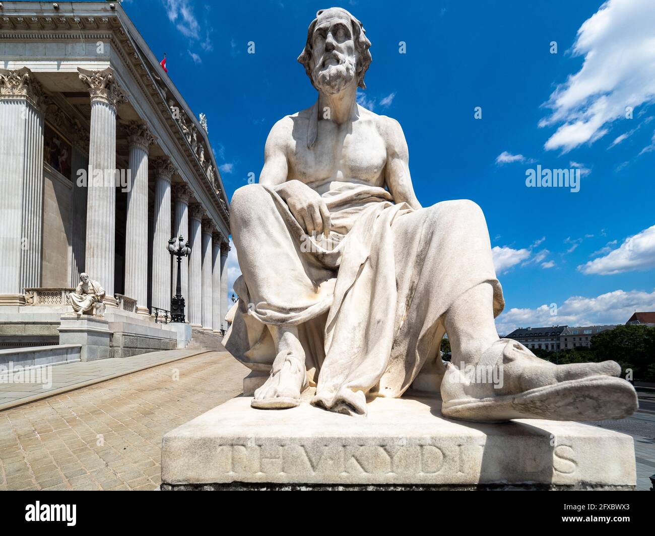 Autriche, Vienne, statue de Thucydides située en face du Parlement autrichien Banque D'Images