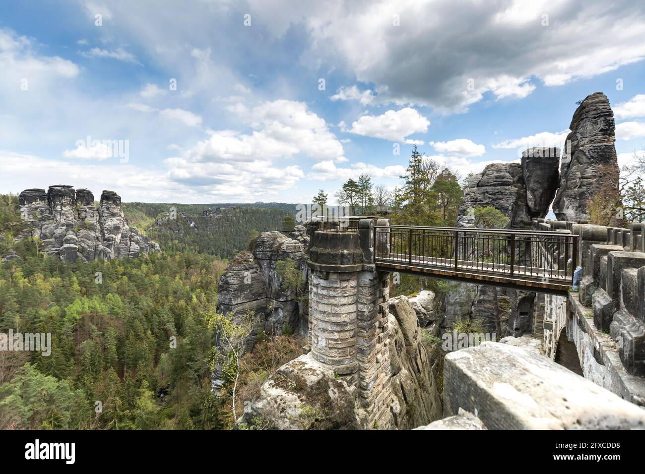 Allemagne, Saxe, Pont de Bestei dans les montagnes de grès d'Elbe Banque D'Images