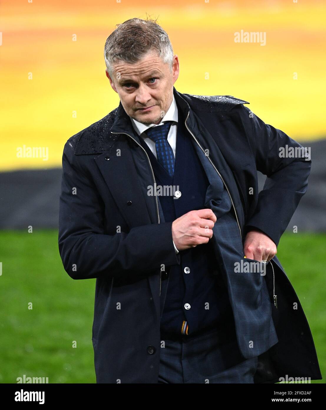 Ole Gunnar Solskjaer, directeur de Manchester United, après la finale de l'UEFA Europa League, au stade Gdansk, en Pologne. Date de la photo: Mercredi 26 mai 2021. Banque D'Images