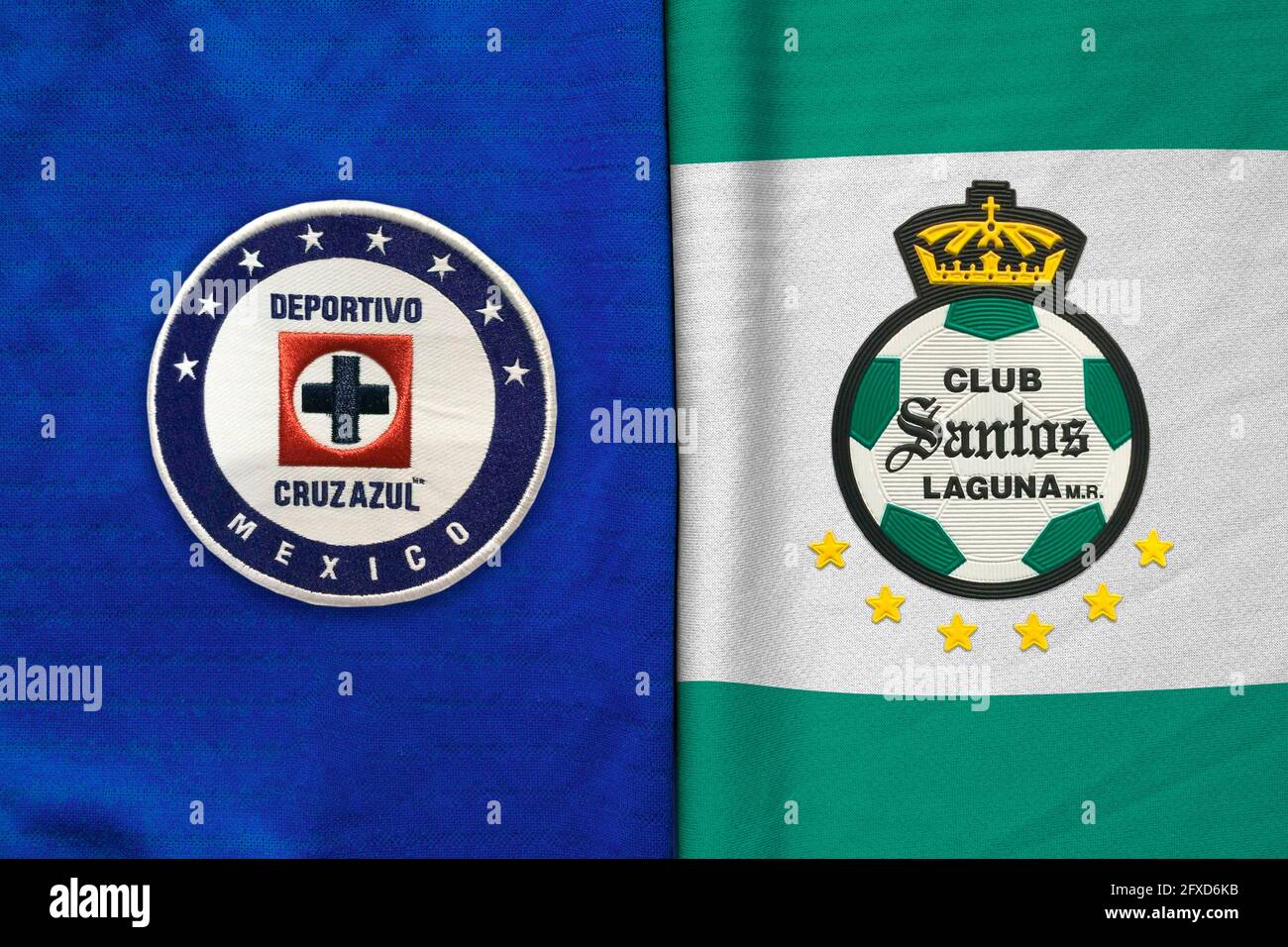 Mexico, Mexique. 26 mai 2021. Équipes de finale du championnat de football mexicain. En espagnol Cruz Azul et Santos Laguna équipes. Banque D'Images