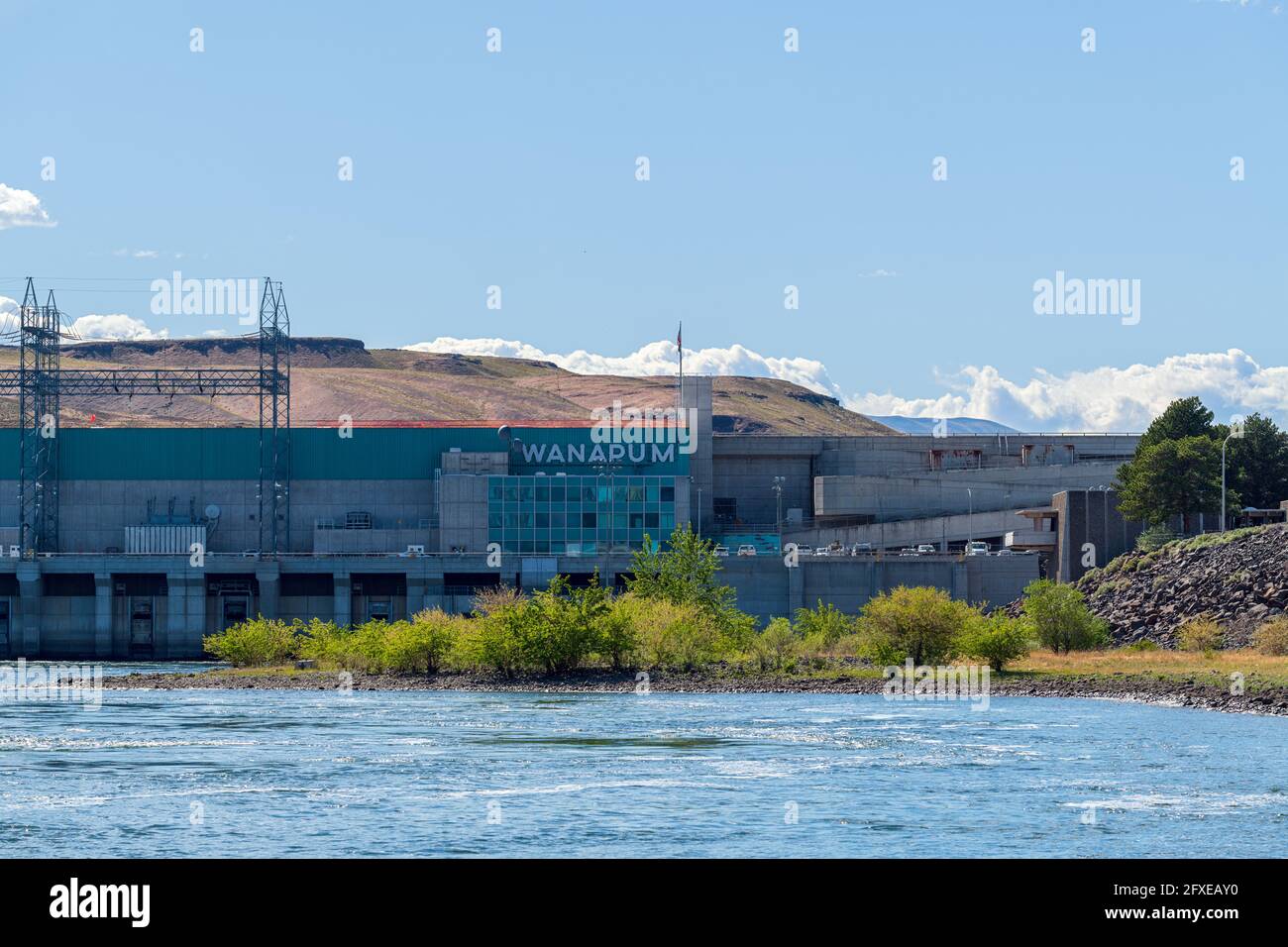 La centrale électrique du barrage de Wanapum sur le fleuve Columbia à Washington, États-Unis Banque D'Images