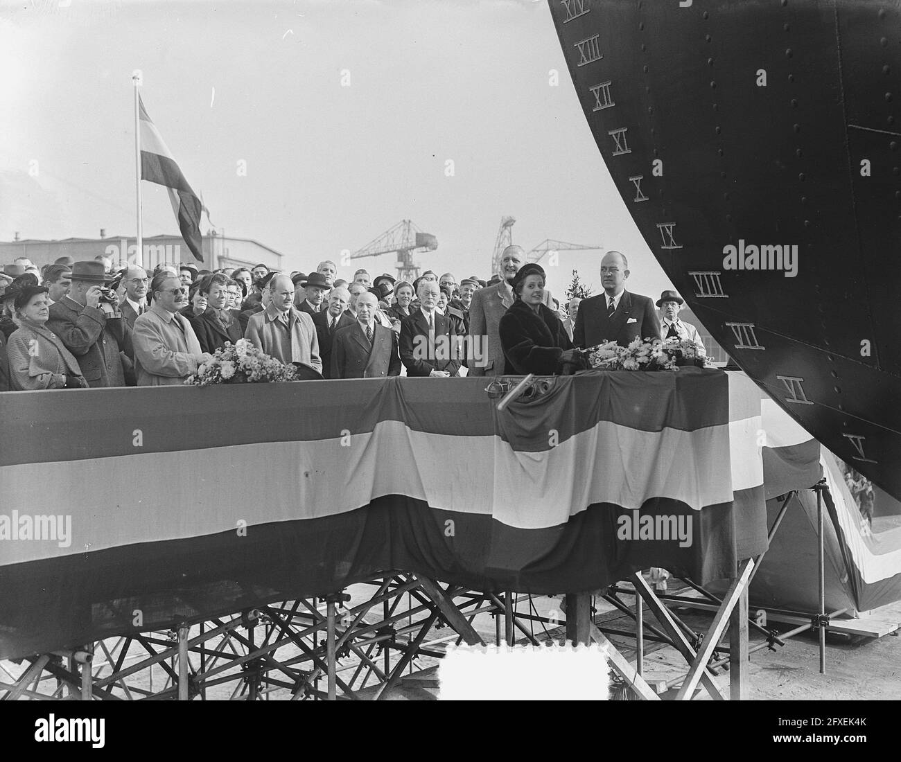 Lancement de Komatia Wilton Fijenoord, 17 octobre 1953, Launchings, pays-Bas, agence de presse du xxe siècle photo, nouvelles à retenir, documentaire, photographie historique 1945-1990, histoires visuelles, L'histoire humaine du XXe siècle, immortaliser des moments dans le temps Banque D'Images