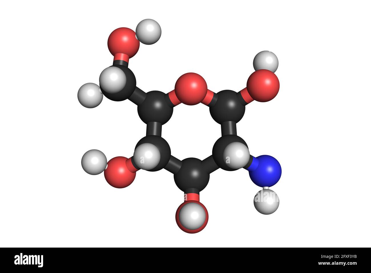 La molécule de supplément alimentaire de glucosamine 3D rend la structure chimique Banque D'Images