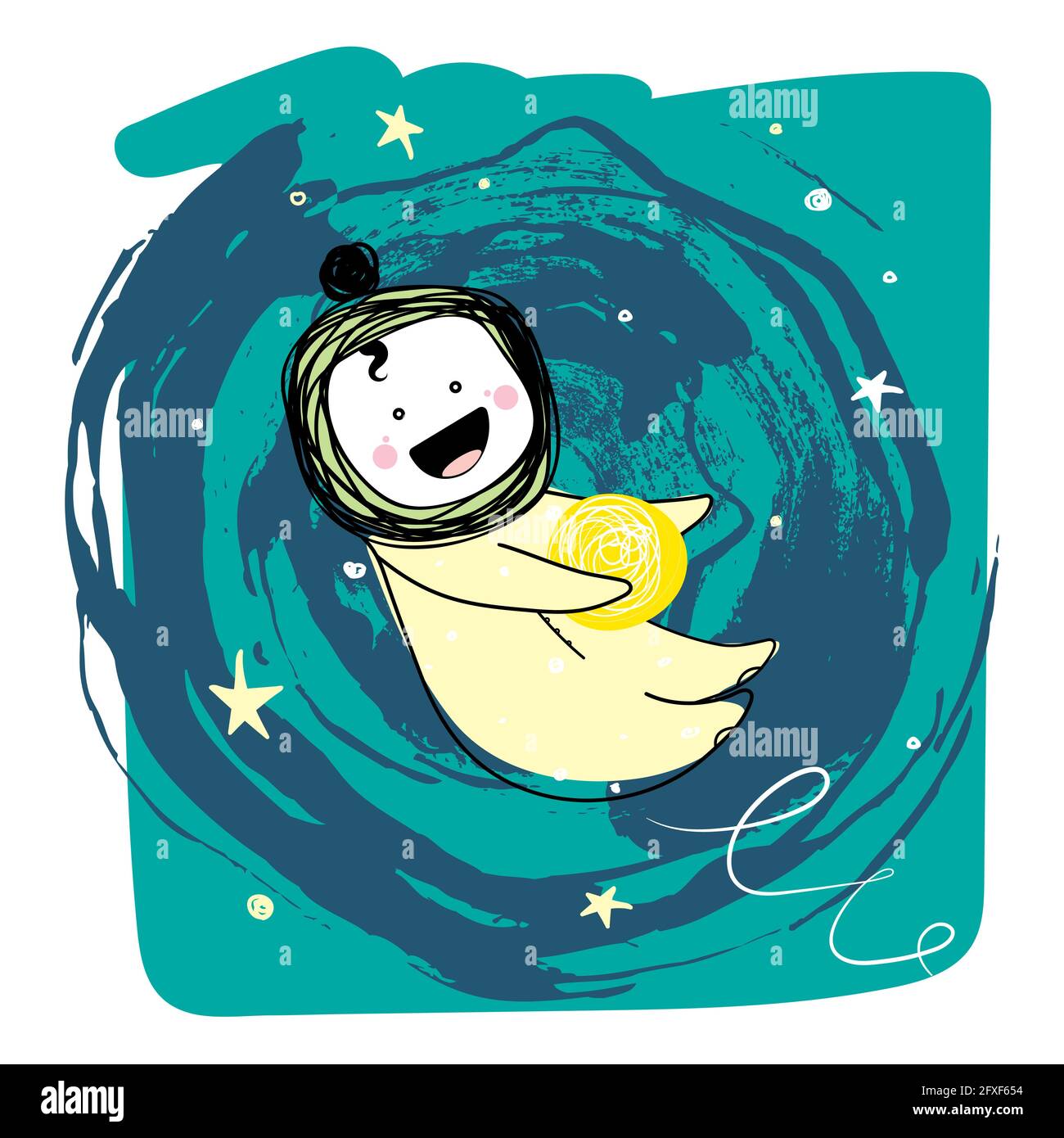 Bebe Dans L Espace Avec Des Etoiles Dessin Mignon De Dessin Anime Pour Application Sur La Chemise Et Autres Vetements Pour Autocollant Carte Affiche Illustration Vectorielle Image Vectorielle Stock Alamy