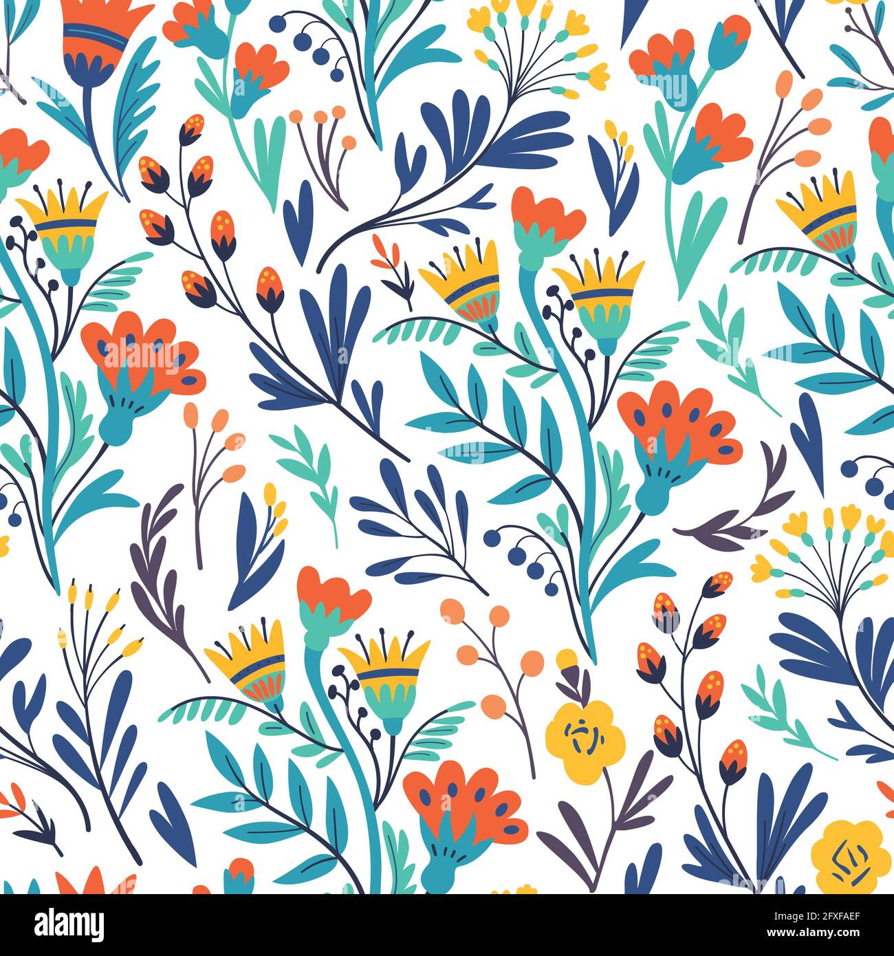 Motif fleuri vectoriel de style minimaliste avec un joli motif simple stylisé fleurs abstraites Illustration de Vecteur