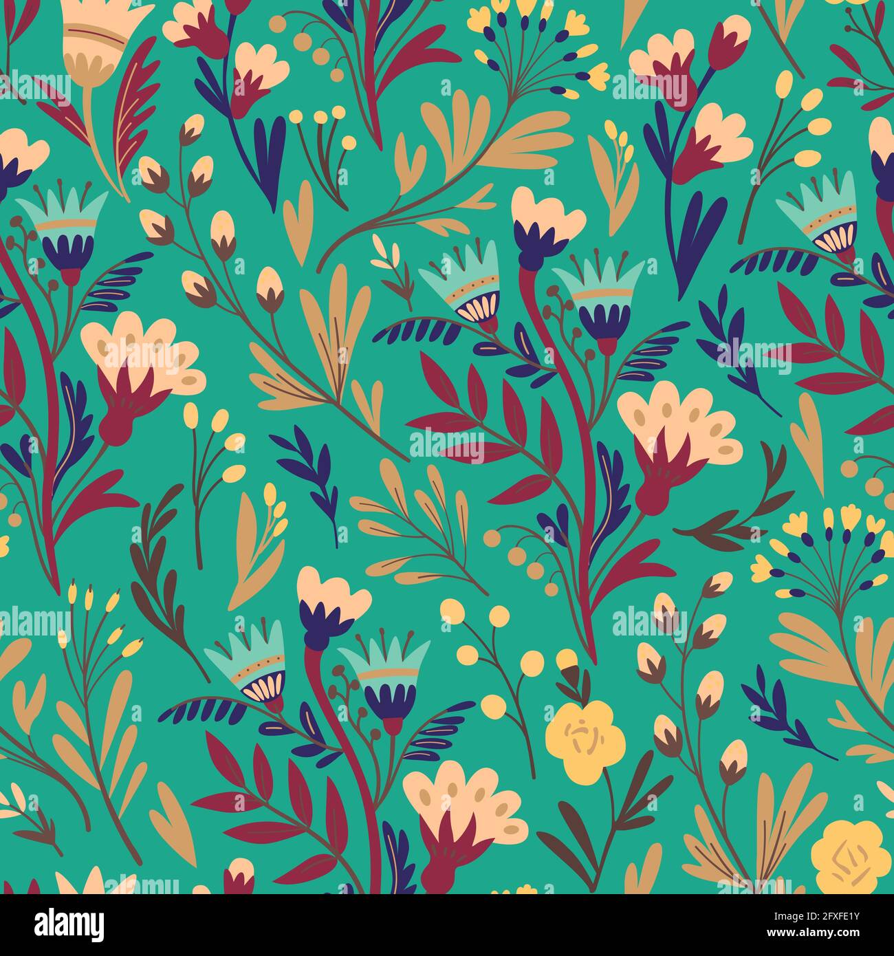 Motif fleuri vectoriel de style minimaliste avec un joli motif simple stylisé fleurs abstraites Illustration de Vecteur