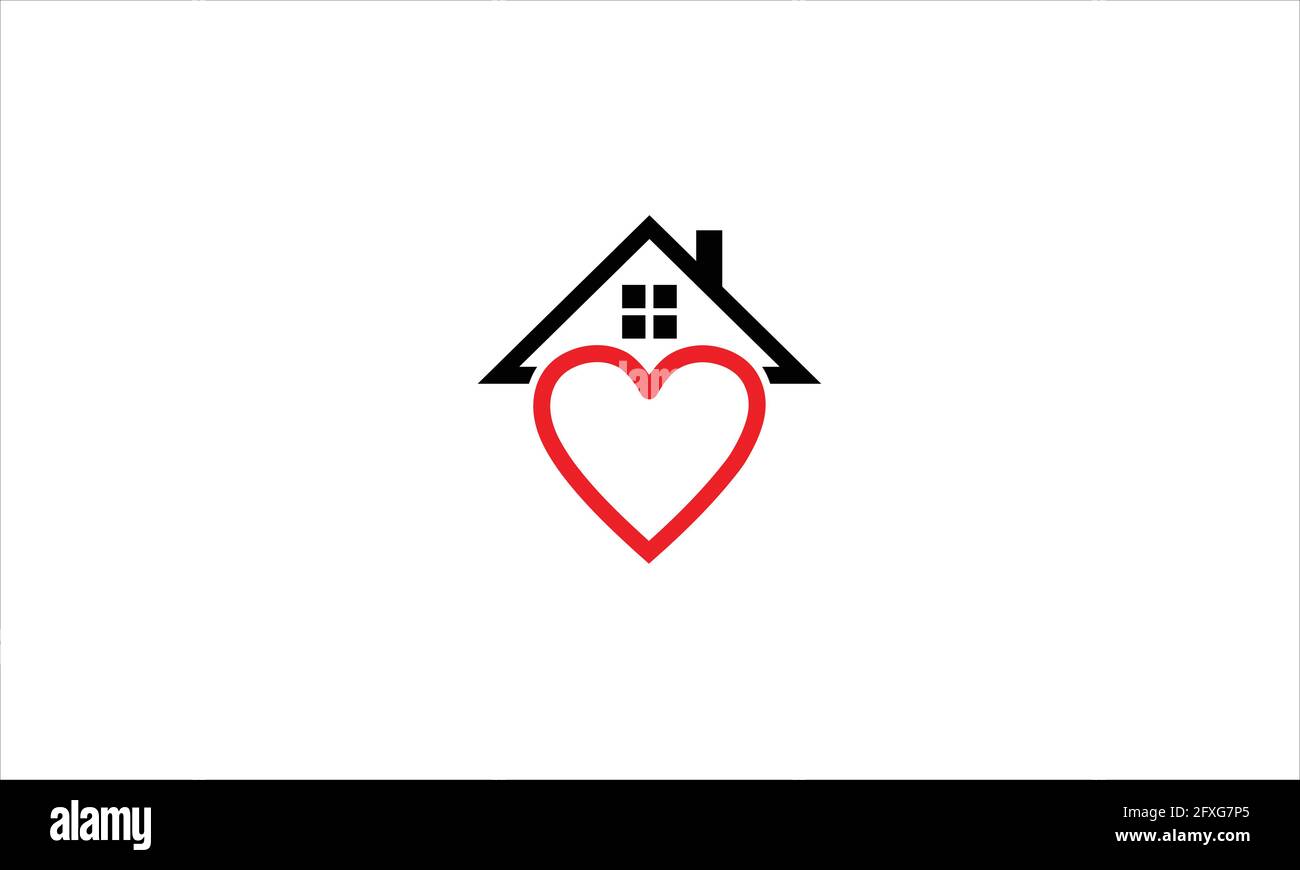 Icône simple de la maison avec coeur logo design vecteur illustration Illustration de Vecteur