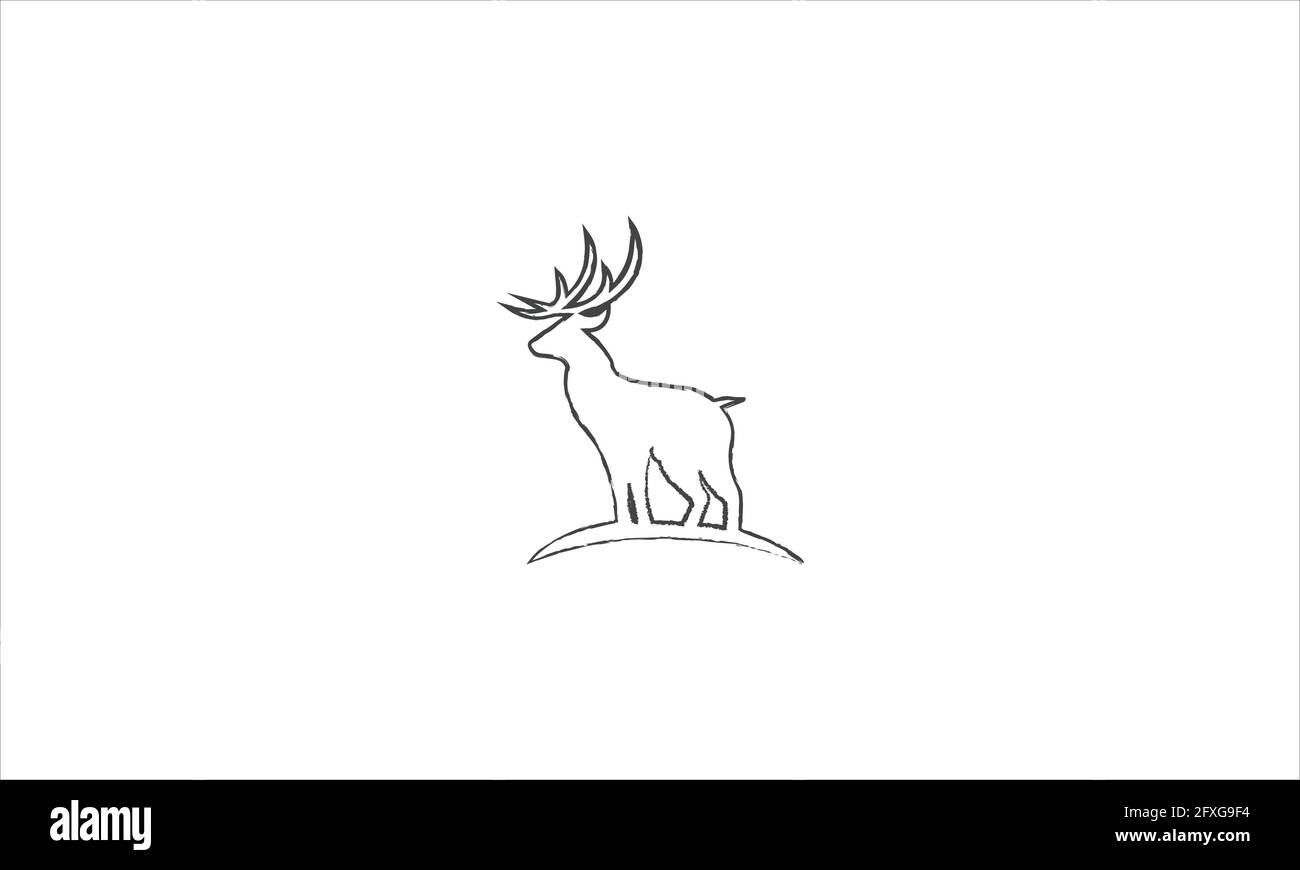 Illustration du logo représentant un cerf dessiné à la main Illustration de Vecteur