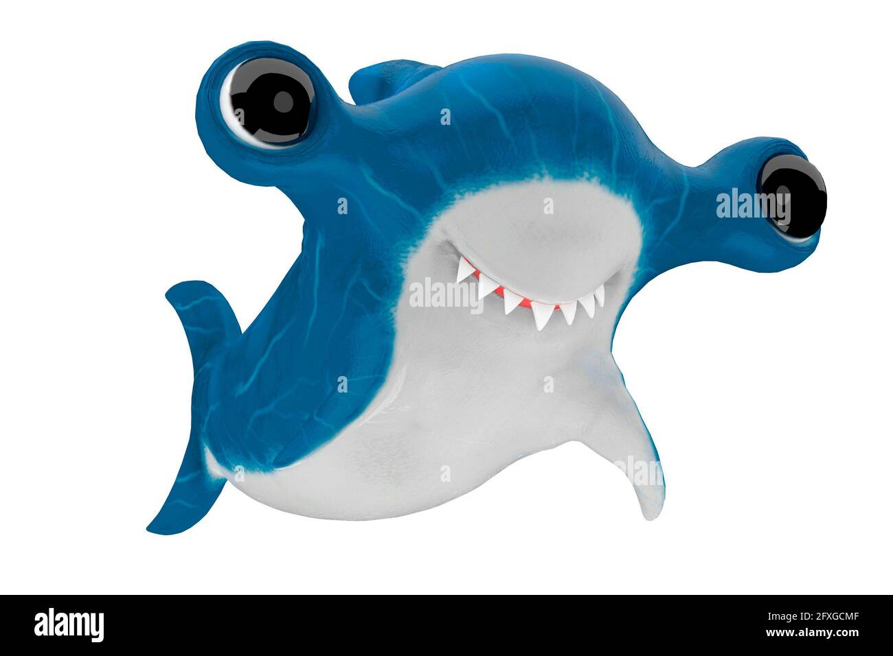 Joli petit requin dessin animé. rendu 3d Banque D'Images