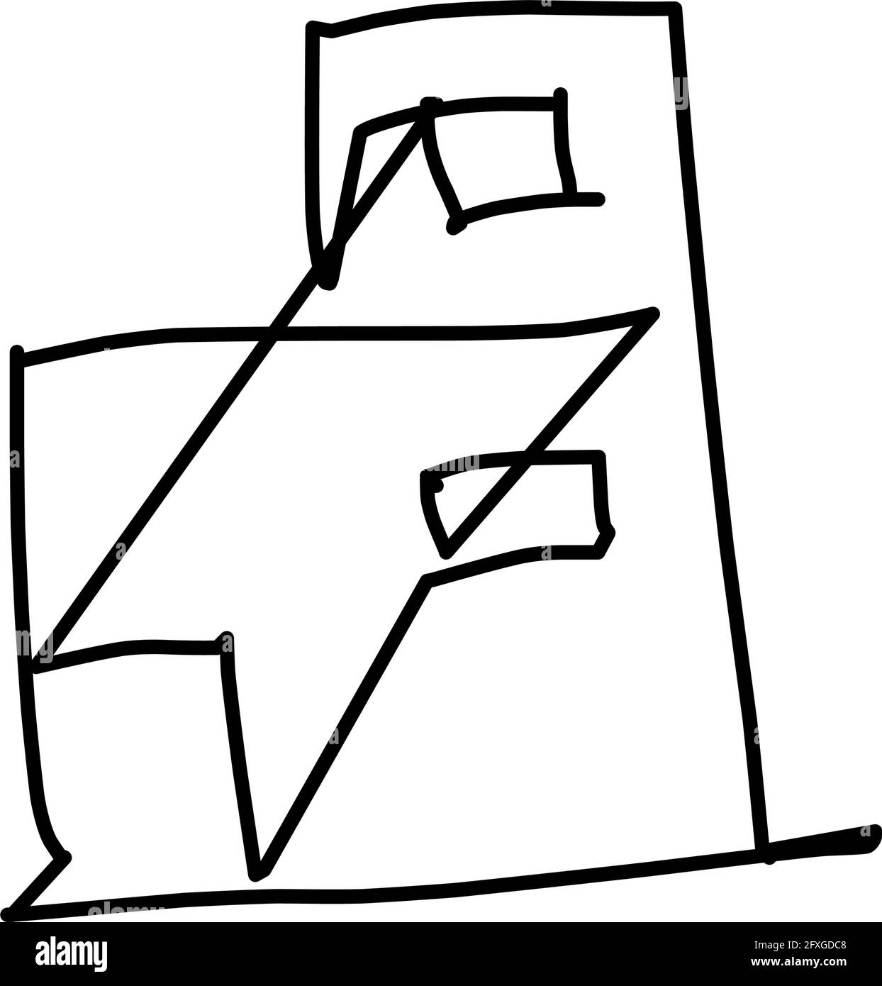 Icône de maison de l'art de ligne rugueux dans le style dessiné à la main, une ligne, noir 16 Illustration de Vecteur