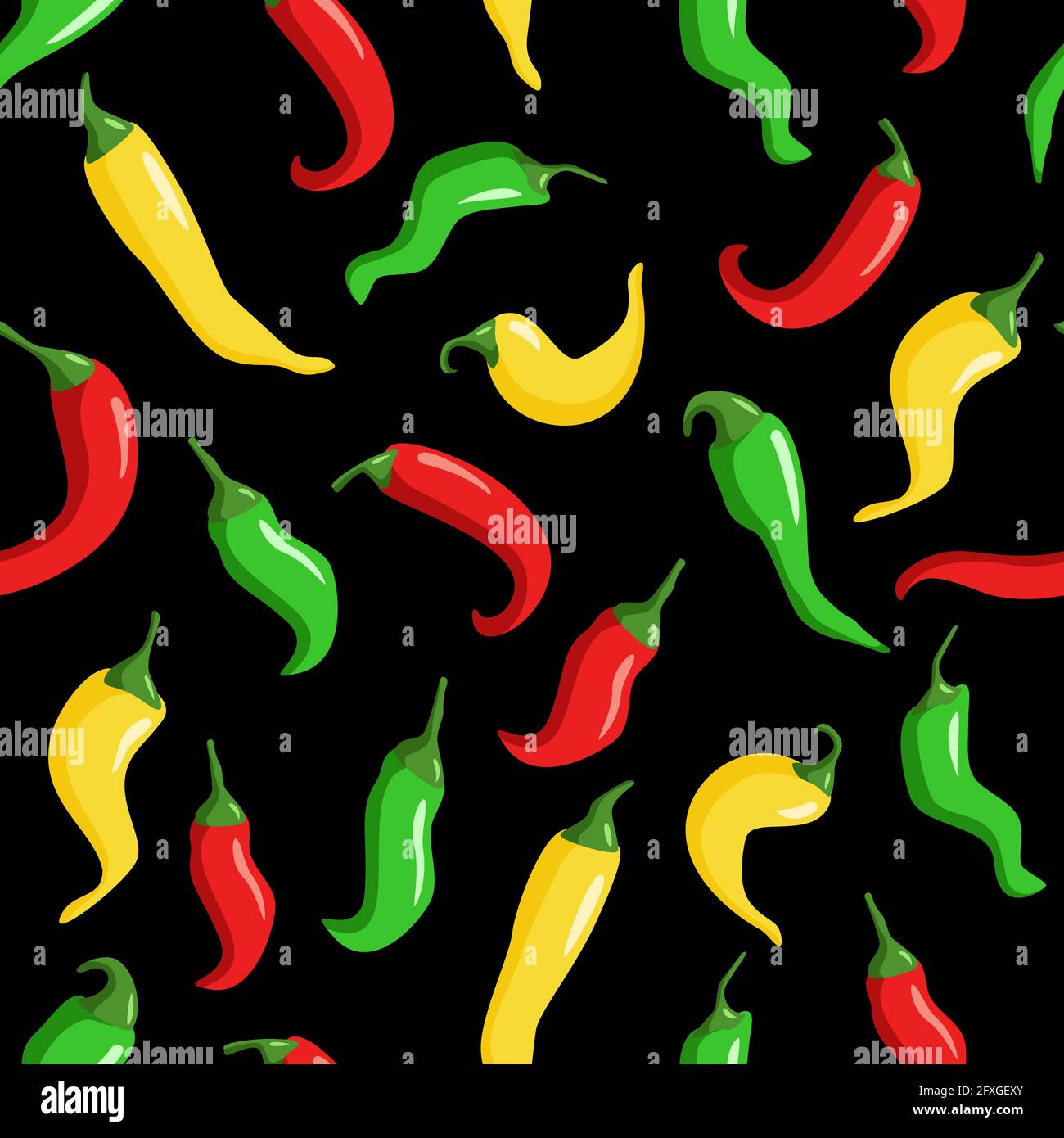 Motif sans couture de piments rouges multicolores. Illustration vectorielle Banque D'Images Motif sans couture de piments rouges multicolores. Illustration vectorielle Banque D'Images