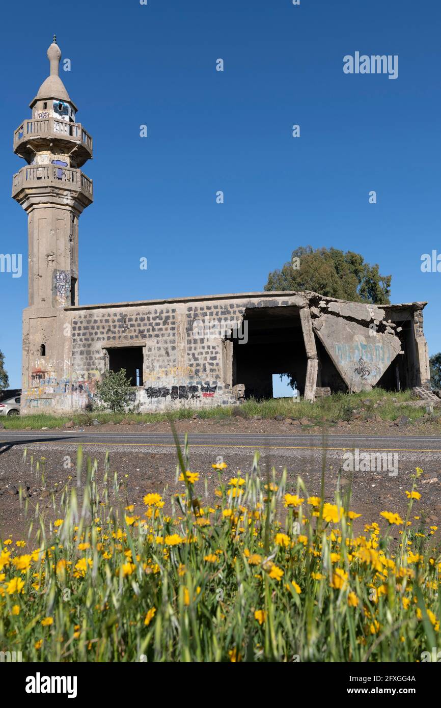 L'ancienne mosquée syrienne a été abandonnée pendant la guerre des six jours de 1967. Plateau du Golan, Israël Banque D'Images