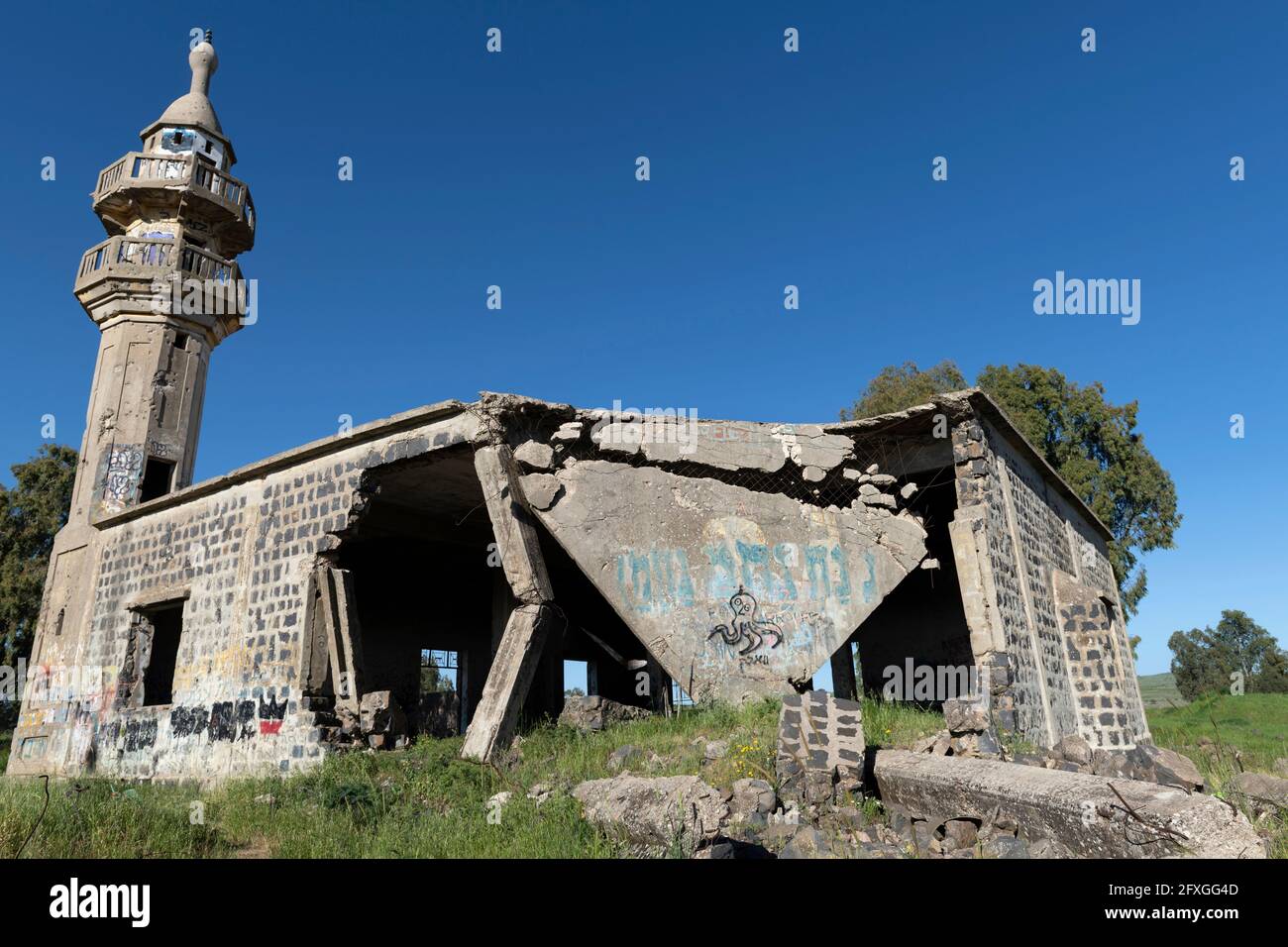 L'ancienne mosquée syrienne a été abandonnée pendant la guerre des six jours de 1967. Plateau du Golan, Israël Banque D'Images