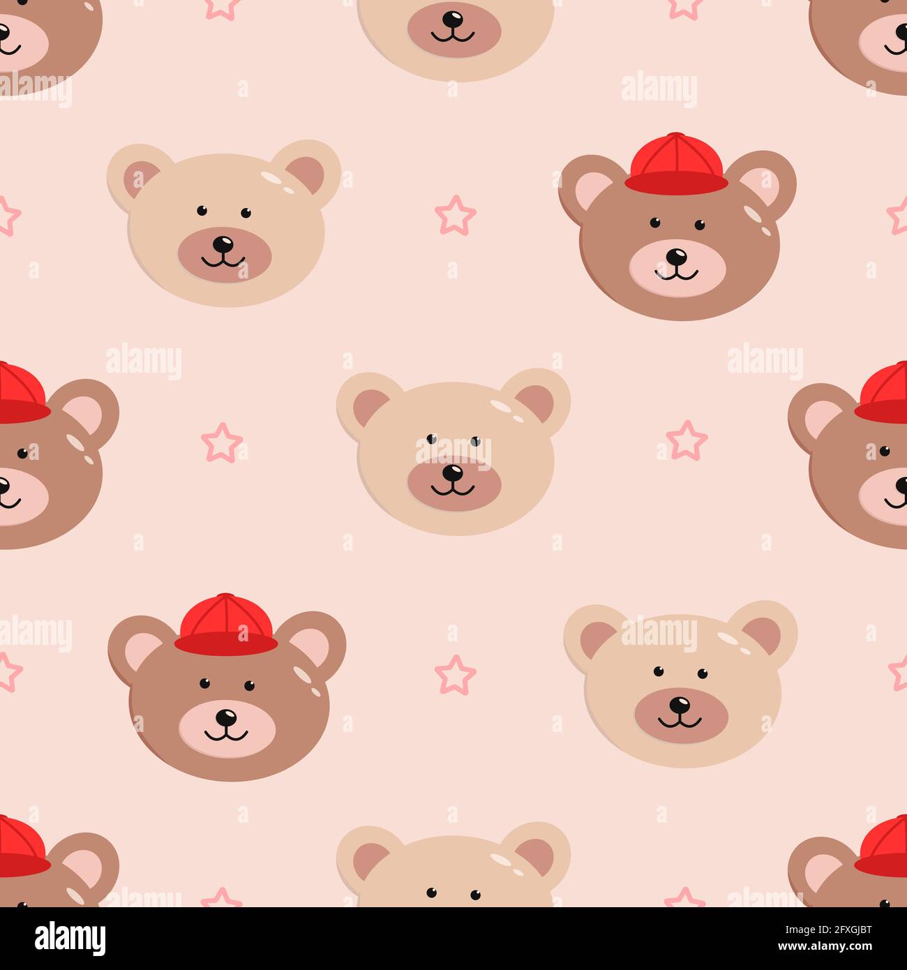 Motif sans couture de visages d'ours drôle, illustration vectorielle pour papier peint, textiles, concept d'enfants Banque D'Images Motif sans couture de visages d'ours drôle, illustration vectorielle pour papier peint, textiles, concept d'enfants Banque D'Images