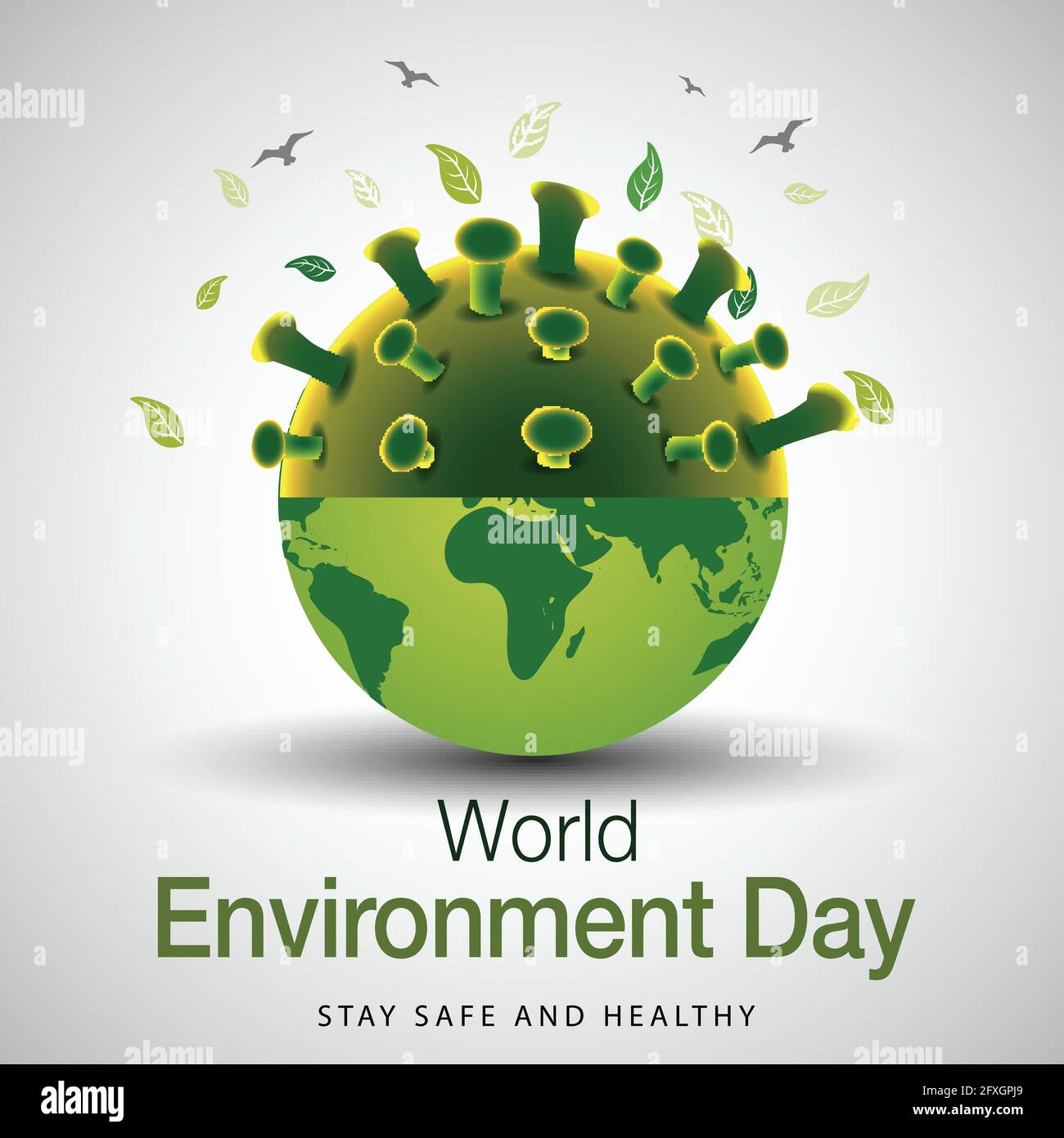affiche de la journée mondiale de l'environnement. terre mondiale avec virus. covid-19, corona virus concept. vecteur illustration design. Illustration de Vecteur