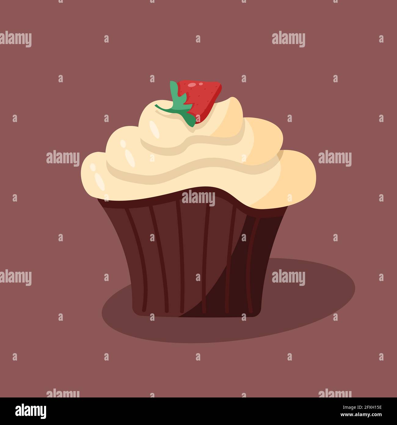 Illustration vectorielle d'un gâteau au dessert sucré avec crème et fraises Banque D'Images Illustration vectorielle d'un gâteau au dessert sucré avec crème et fraises Banque D'Images