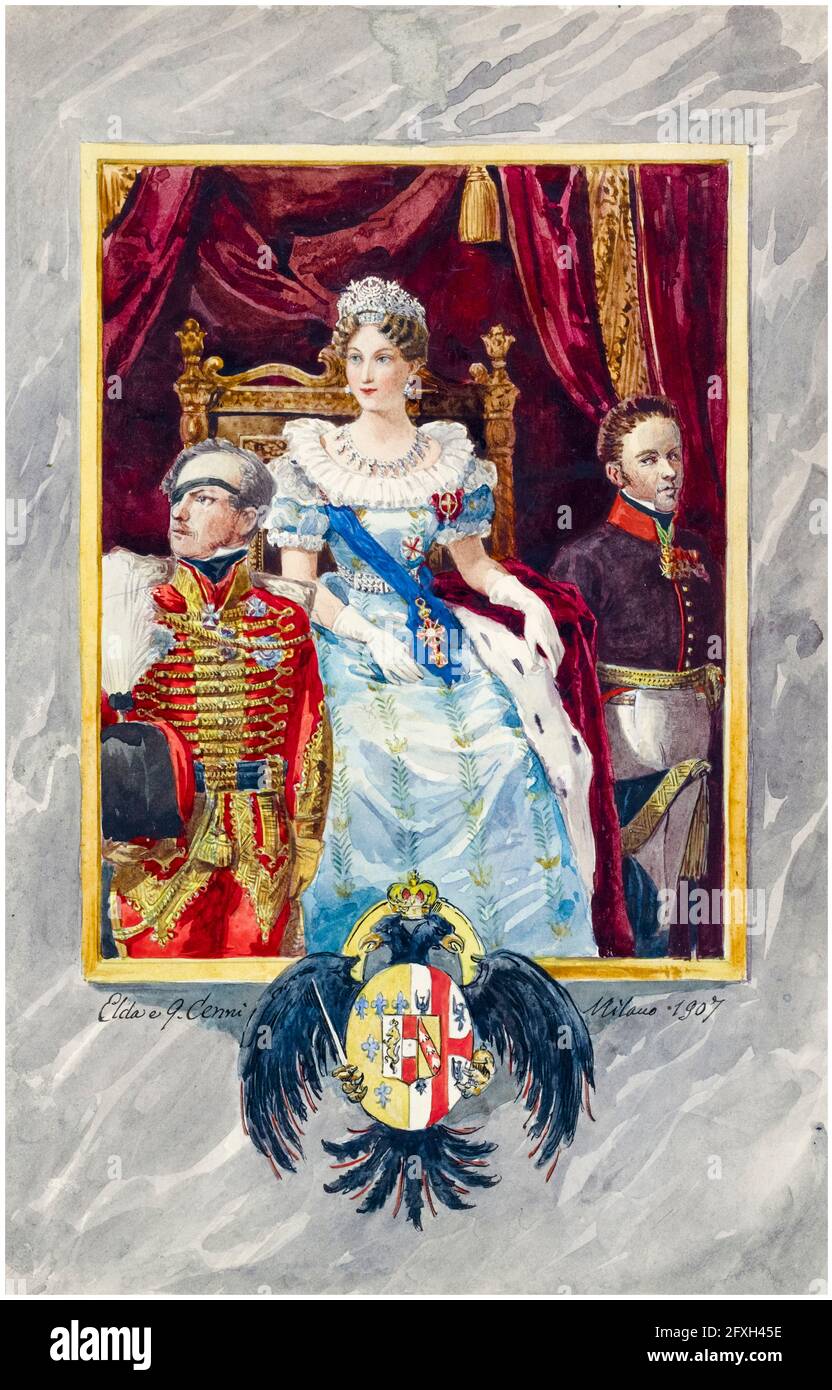 Adam Albert, Comte von Neipperg (1775-1829) et Marie Louise (1791-1847), duchesse de Parme (1814-1847), impératrice des Français (1810-1814), illustration, 1910 Banque D'Images
