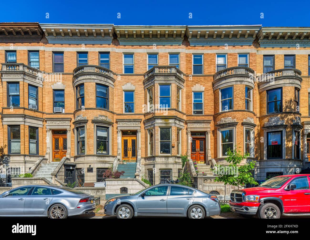 Maisons en rangée conçues par Charles G. Peterson, 116 - 112 Prospect Park West. Banque D'Images