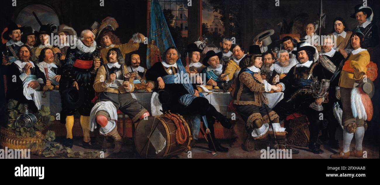 Banquet de la Garde civique d'Amsterdam dans la célébration de la paix de Munster - Bartholomeus van der Helst, vers 1648 Banque D'Images