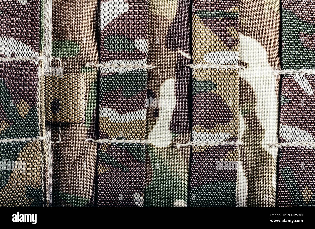 Photo en gros plan du gilet blindé camouflage militaire système molle. Banque D'Images