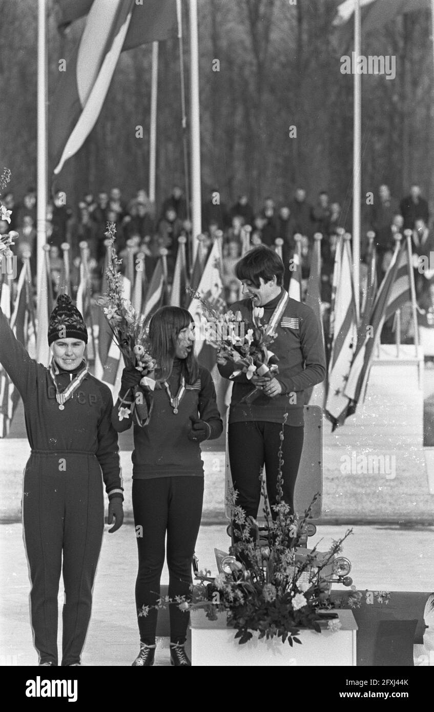 Championnat du monde de patinage de vitesse à Deventer Dames, 18 février 1967, SCHATSEN, sport, Pays-Bas, Agence de presse du XXe siècle photo, nouvelles à retenir, documentaire, photographie historique 1945-1990, histoires visuelles, L'histoire humaine du XXe siècle, immortaliser des moments dans le temps Banque D'Images