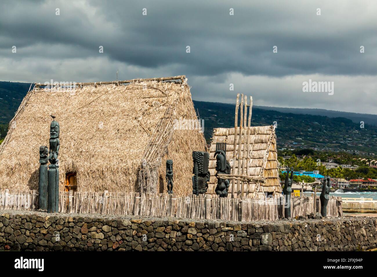 L'historique AHU' Ena Heiau, site historique national de Kamakahonu, Kailua-Kona, Hawaii, Hawaii, États-Unis Banque D'Images