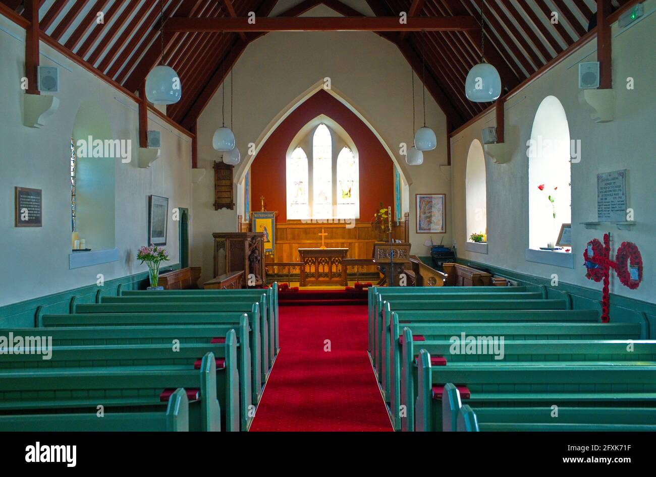 Intérieur de l'église paroissiale de la Sainte Trinité à Kirk Patrick, île de Man Banque D'Images