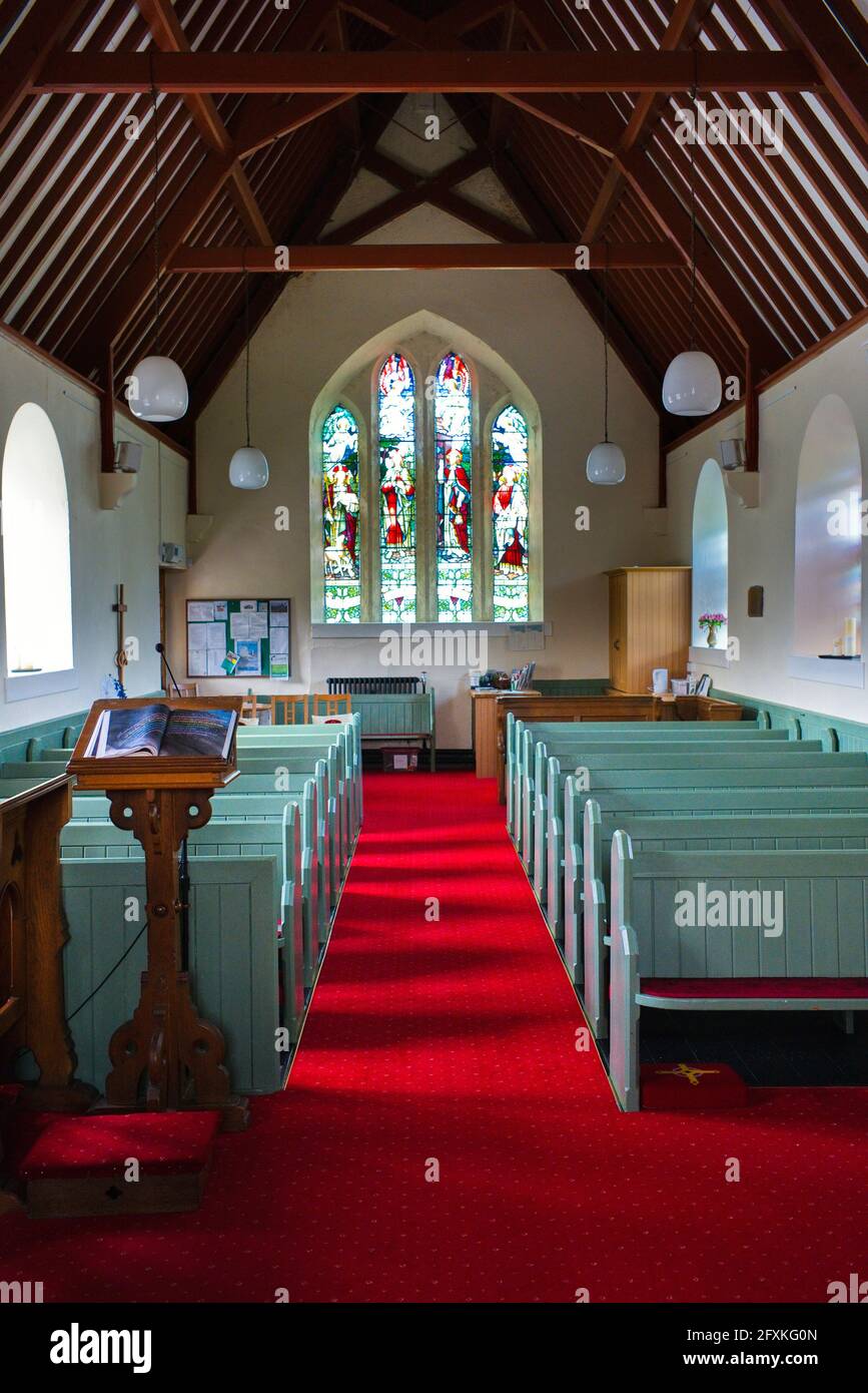 Intérieur de l'église paroissiale de la Sainte Trinité à Kirk Patrick, île de Man Banque D'Images