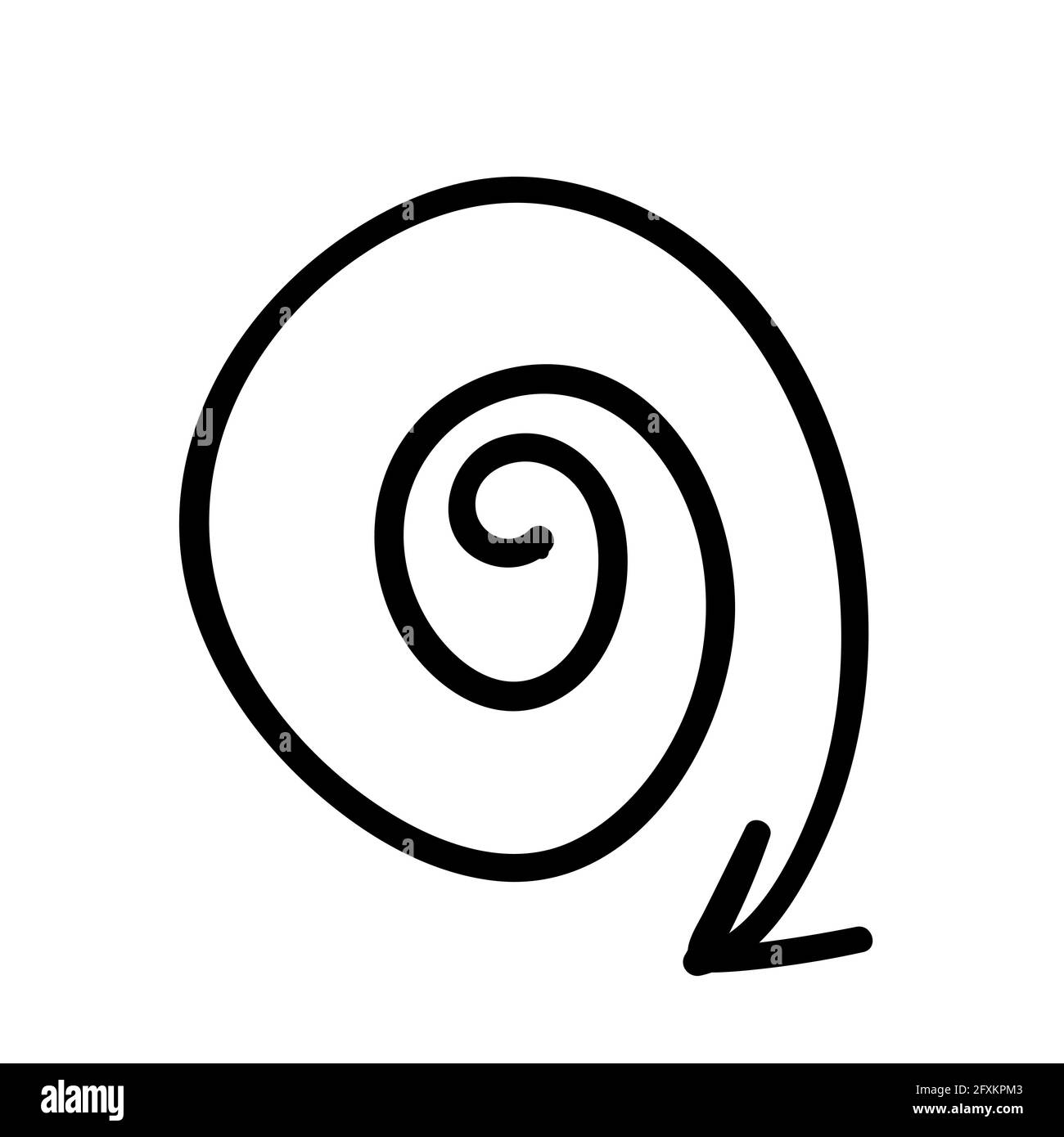 flèche circulaire noire en spirale pointant vers l'extérieur. doodle dessiné à la main. élément d'illustration vectoriel Illustration de Vecteur
