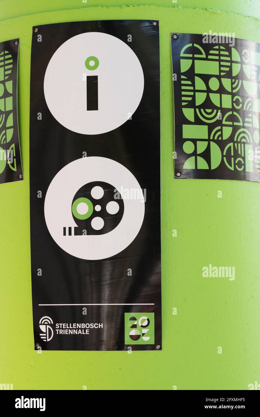 Stellenbosch Triennale information signe concept Voyage, tourisme, les arts en Afrique du Sud Banque D'Images