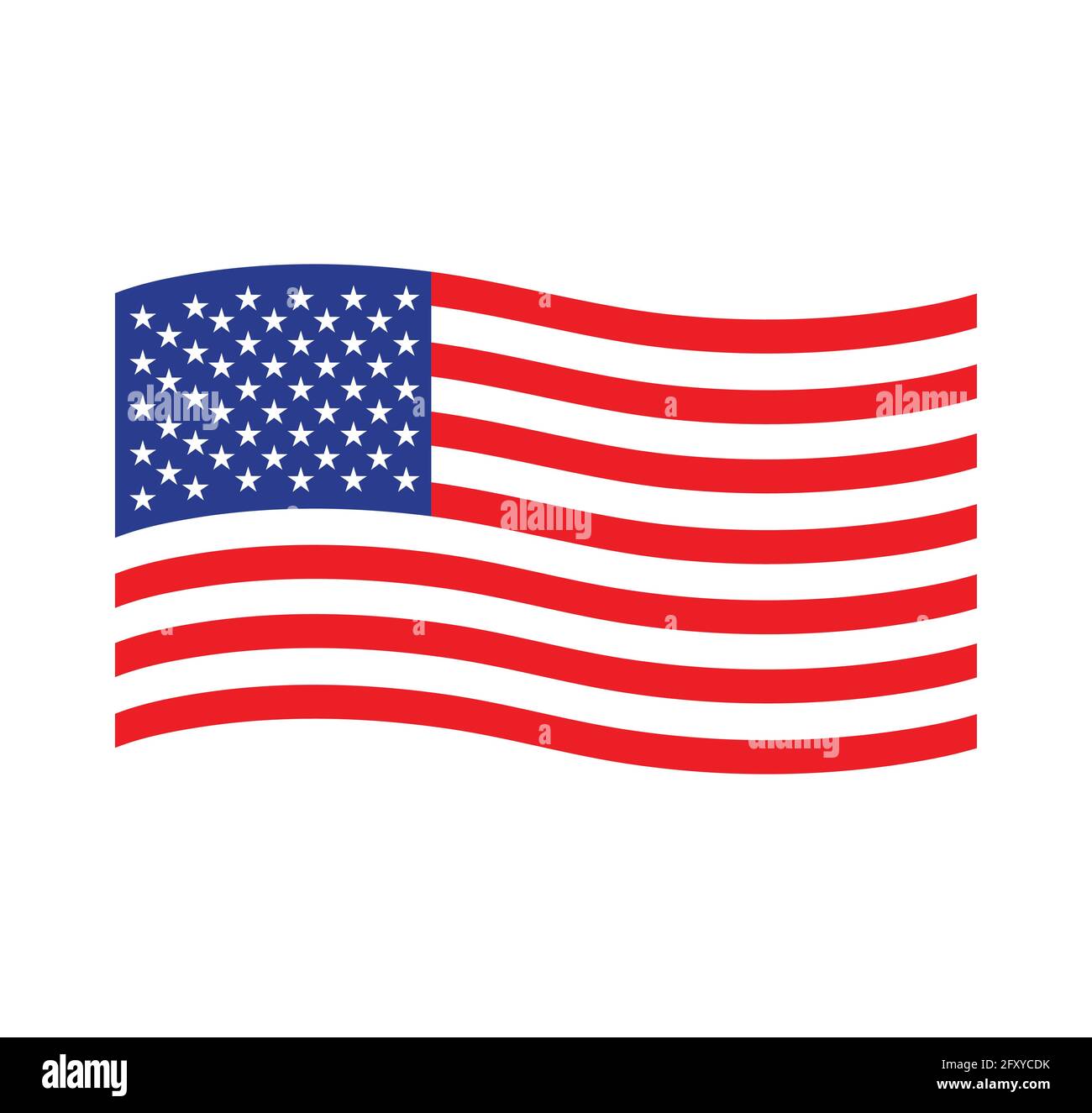 American waving flag vector icône. Symbole national, rouge, blanc et bleu avec des étoiles Illustration de Vecteur