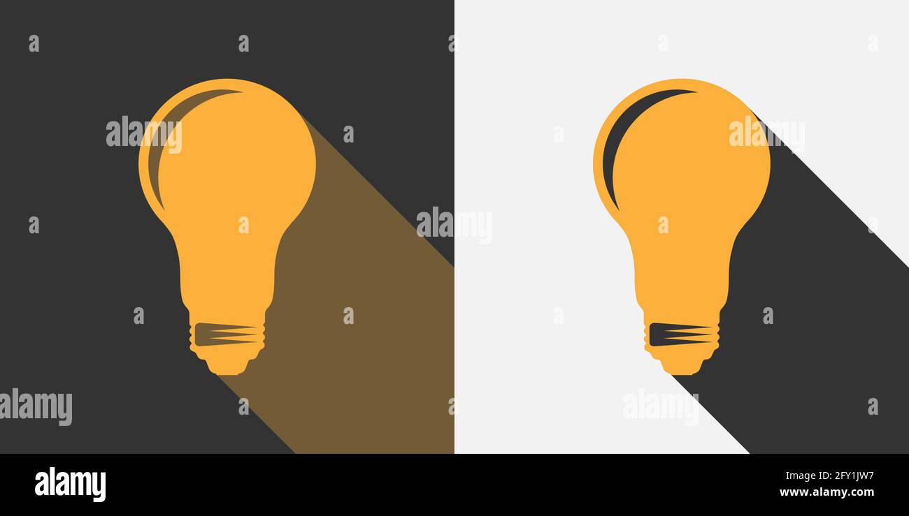 icône d'ampoule plate avec illustration du vecteur d'ombre portée Illustration de Vecteur