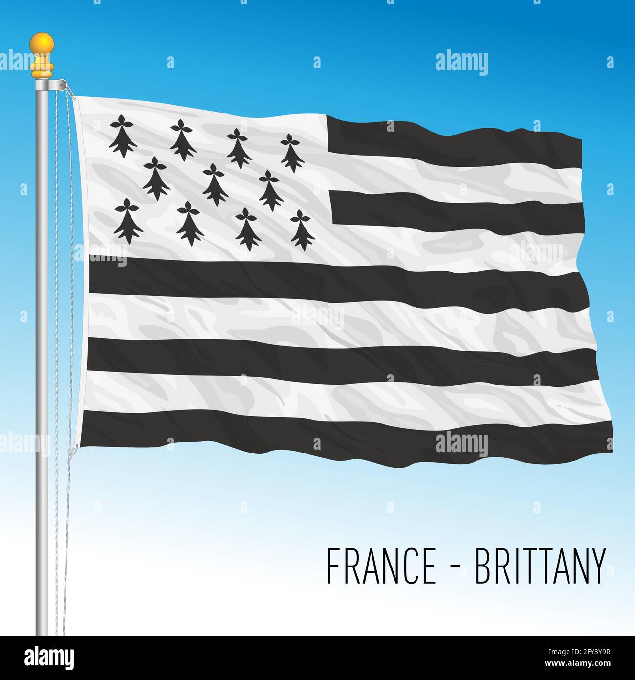 Drapeau régional de Bretagne, France, Union européenne, illustration vectorielle Illustration de Vecteur