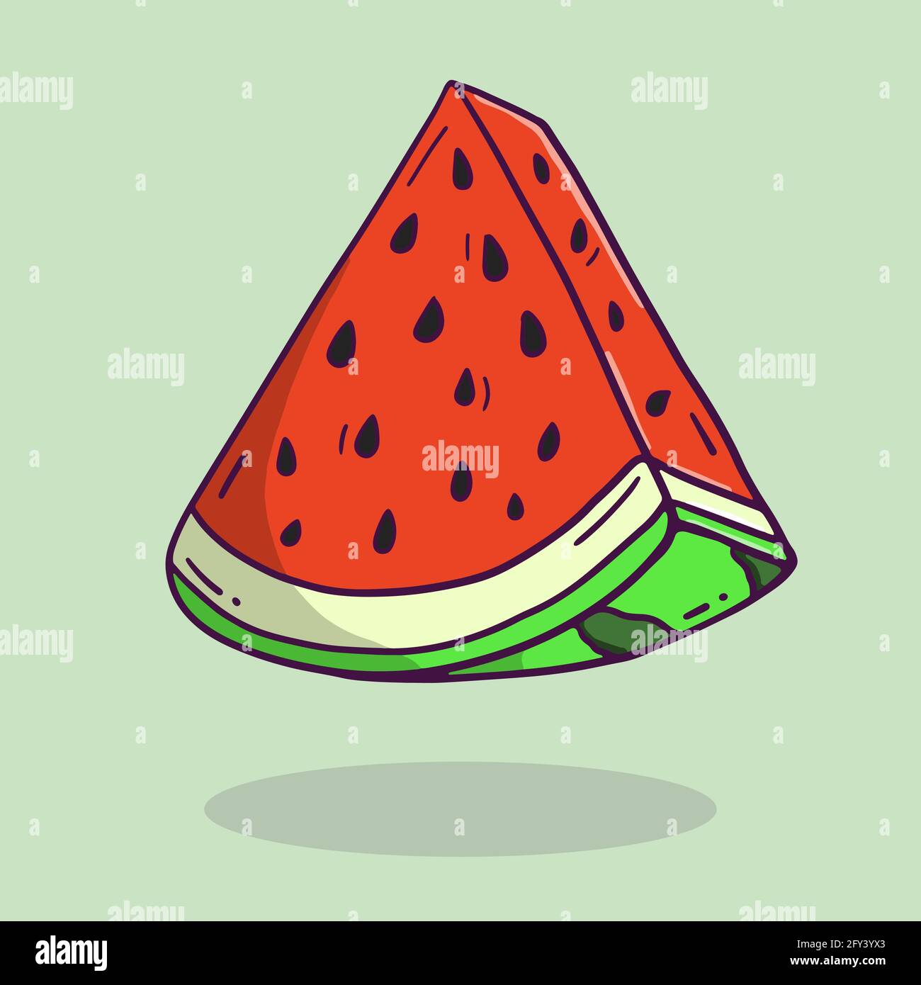 melon d'eau frais dessiné à la main, style coolé. Illustration de Vecteur